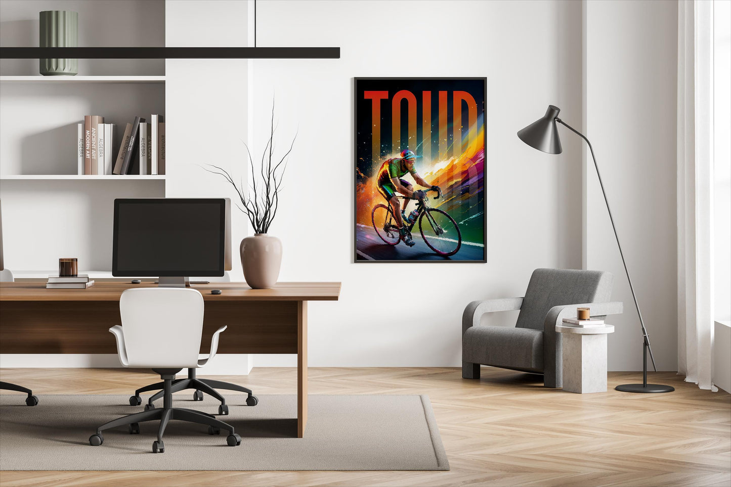 Tour, Fahrrad, Bicycle, Fahrrad, Design, Poster, Kunst, Druck, Wanddekor, Illustration, Interieur, Wandkunst, Kunstdruck, Büro, Zuhause, exklusiv, modern