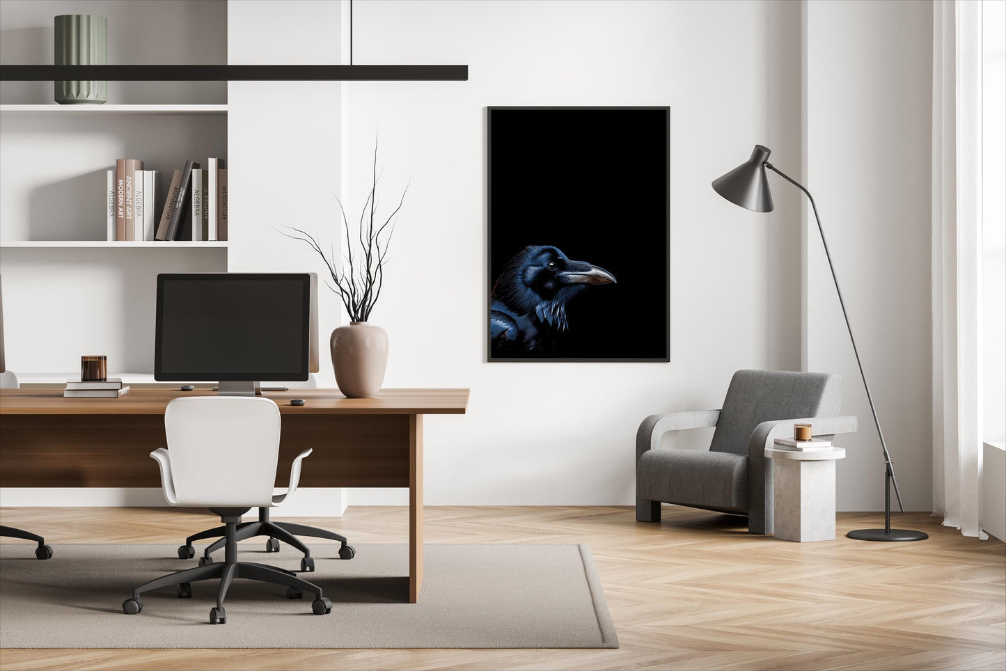 Der Rabe, Portrait, Poster, Kunst, Druck, Bild, Illustration, Interior, Wandkunst, Kunstdruck, Rabe, home, exclusive, black in black,