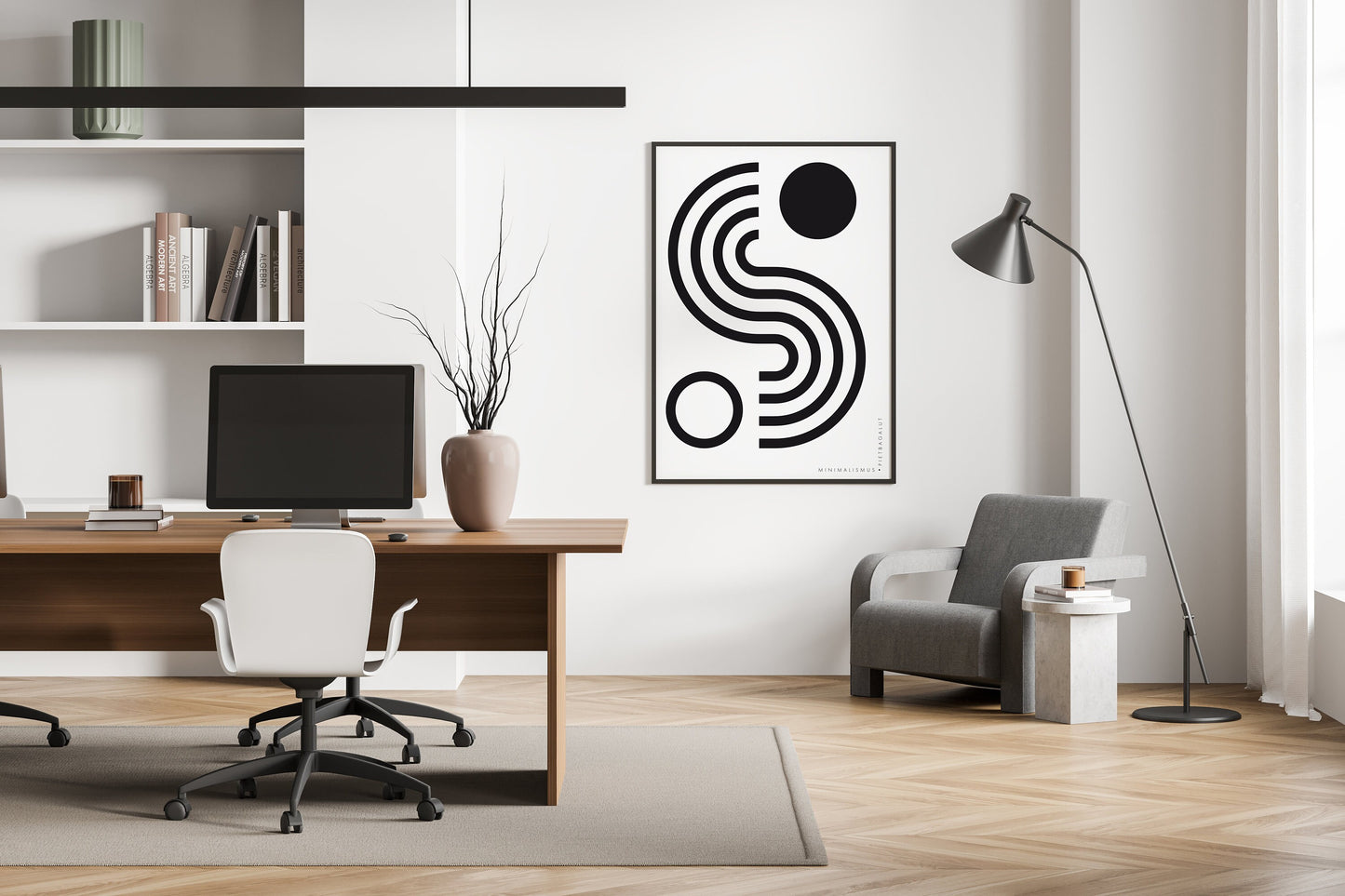 Ausgewogenheit b&w, Design, Poster, Kunst, Druck, Wanddekor, minimalistisch, grafisch, Interior, Wandkunst, Kunstdruck, Büro, Zuhause, exklusiv, modern