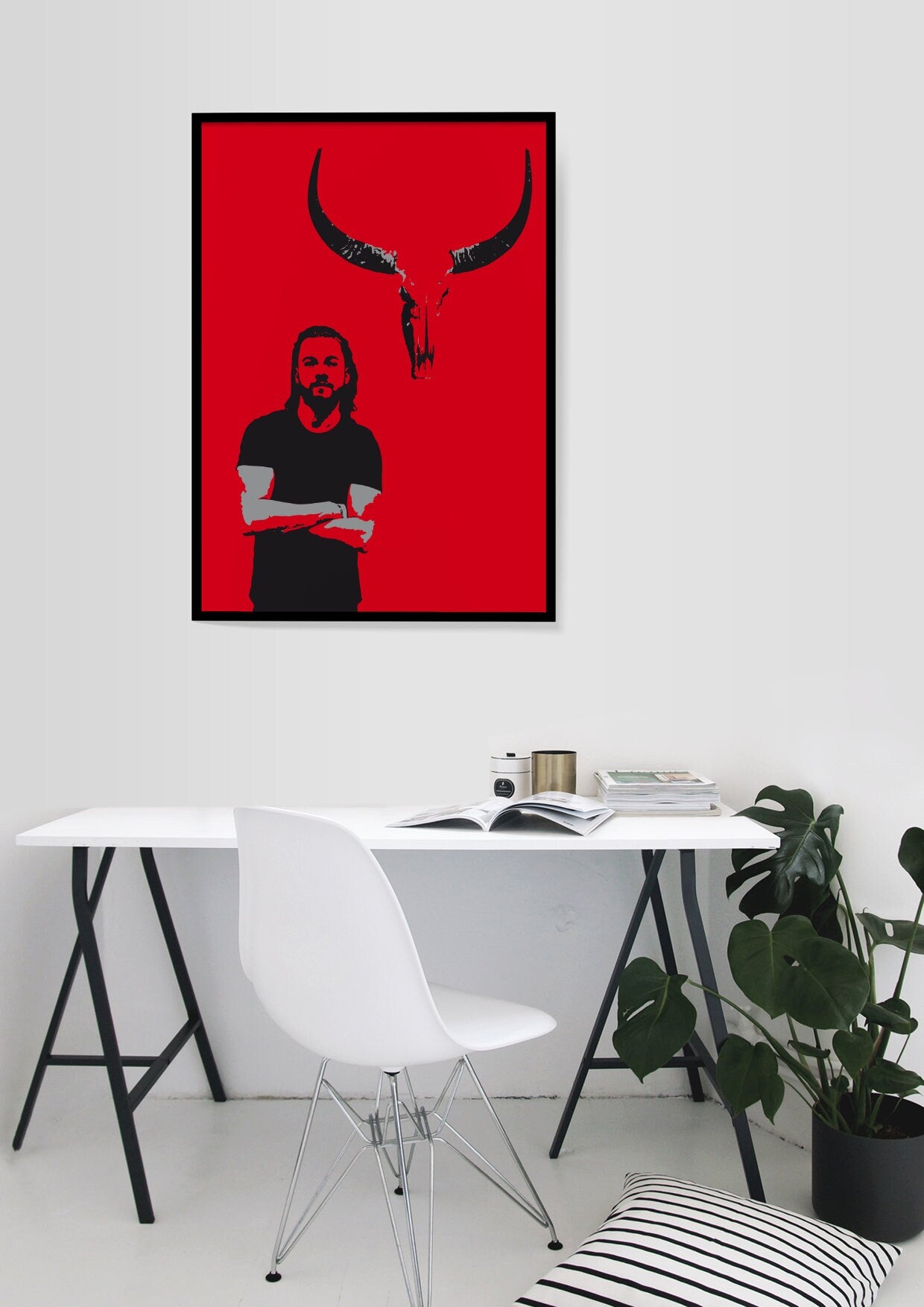 rotes Geweih, Bild, Poster, Kunst, Druck, Wanddekor, minimalistisch, Foto, Interior, Wandkunst, Kunstdruck, Büro, Zuhause, exklusiv, modern