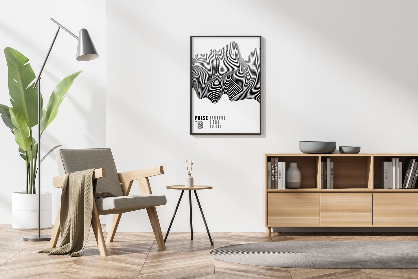 Puls Grafikdruck, exklusive minimalistische Wandkunst für stilvolle Wohn- und Bürodekor, durchdachte Geschenkidee