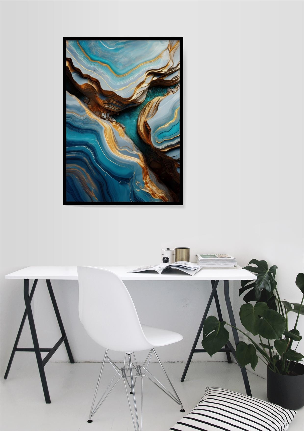 Blaues Delta, Design, Poster, Kunst, Druck, Wanddekor, topographisch, Interieur, Wandkunst, Kunstdruck, Büro, Zuhause, exklusiv, modern