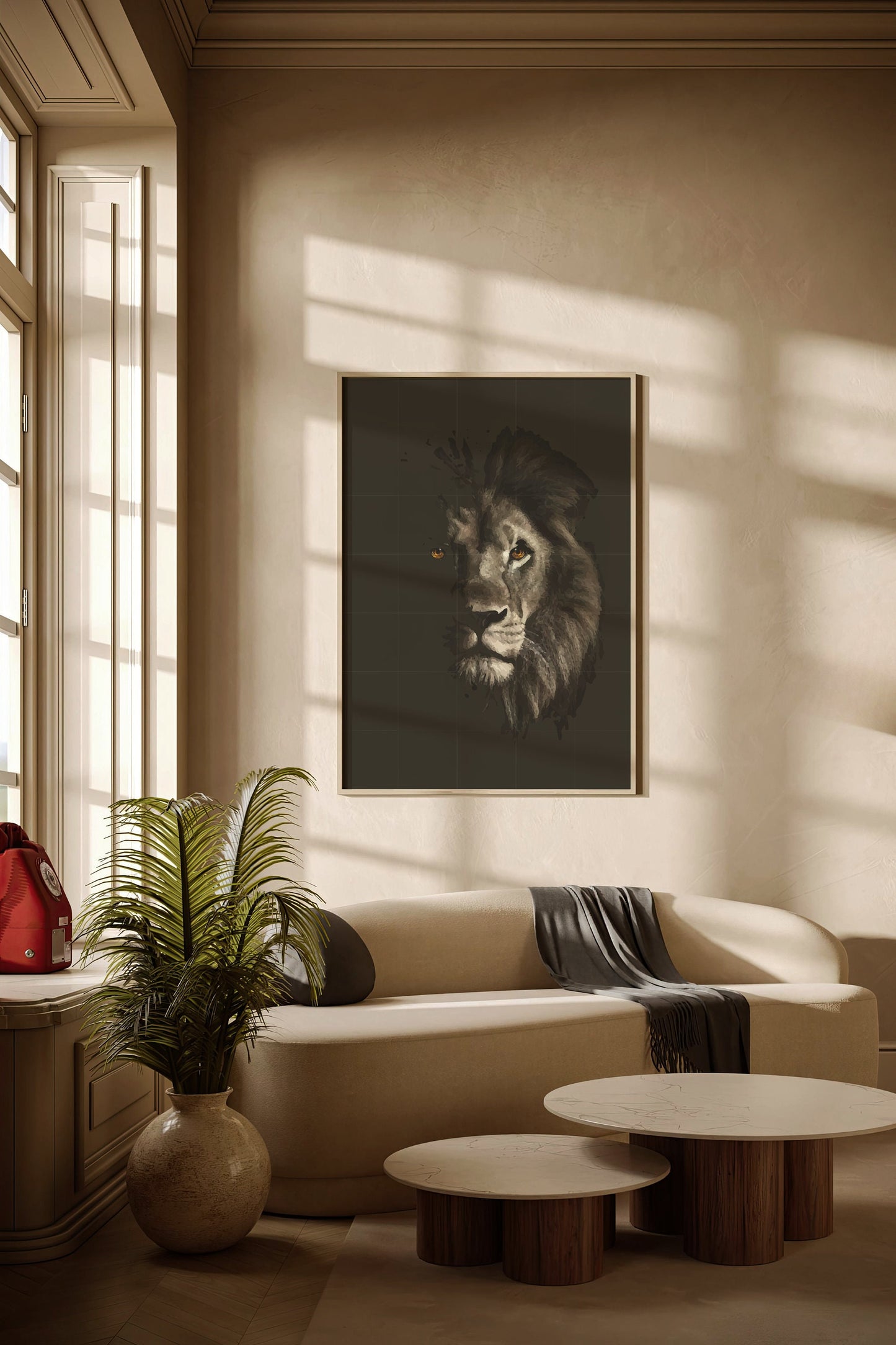 Löwe, Design, Poster, Kunst, Druck, Wanddekor, minimalistisch, Grafik, Interior, Wandkunst, Kunstdruck, Büro, Zuhause, exklusiv, modern