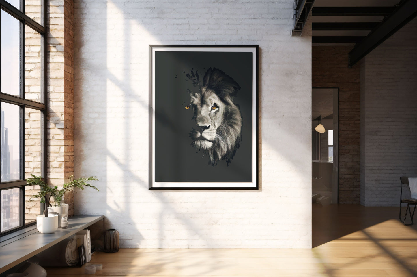 Löwe, Design, Poster, Kunst, Druck, Wanddekor, minimalistisch, Grafik, Interior, Wandkunst, Kunstdruck, Büro, Zuhause, exklusiv, modern