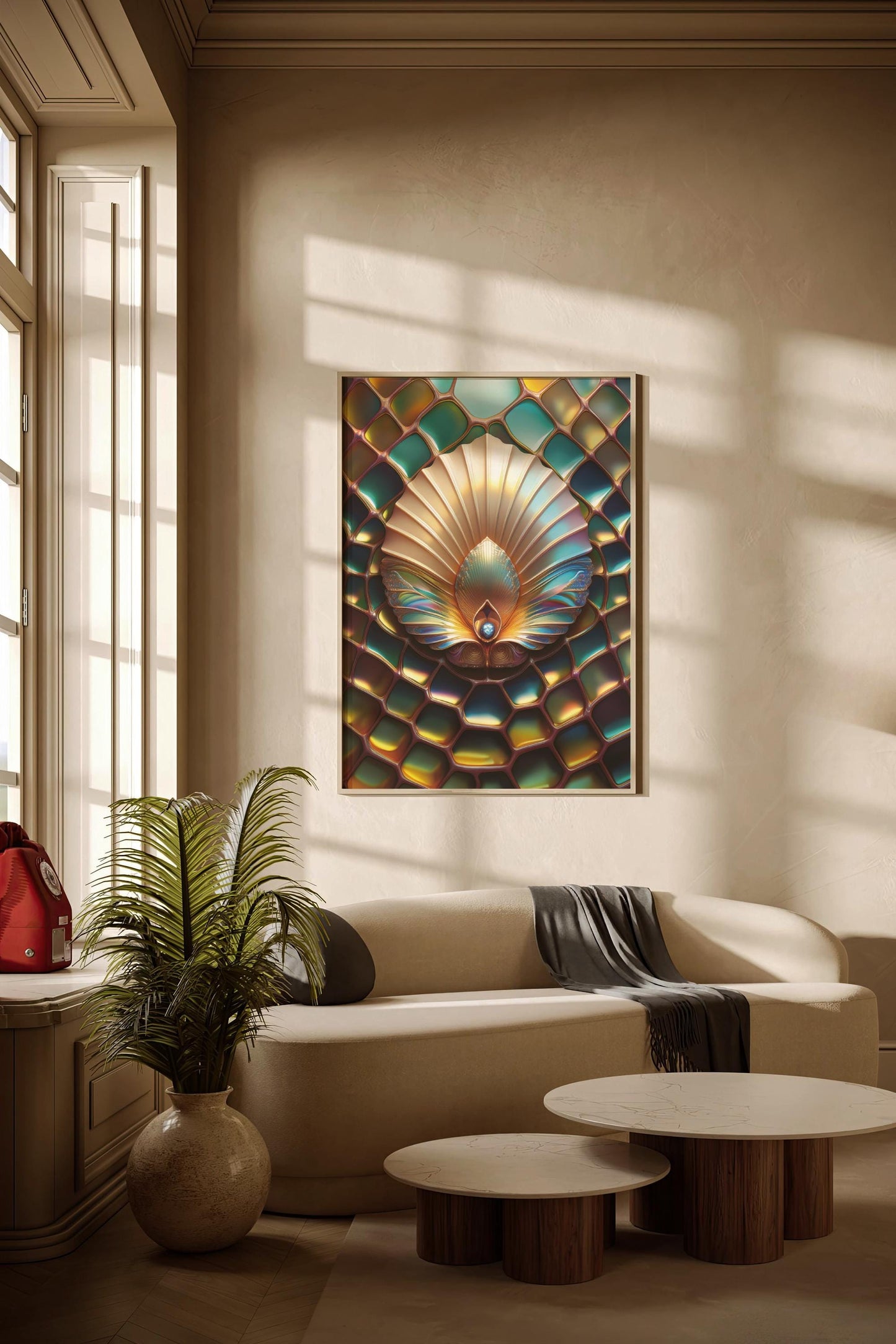 Perlmutt-Krone, Design, Poster, Kunst, Druck, Wanddekor, Illustration, Interior, Wandkunst, Kunstdruck, Büro, Zuhause, exklusiv, modern