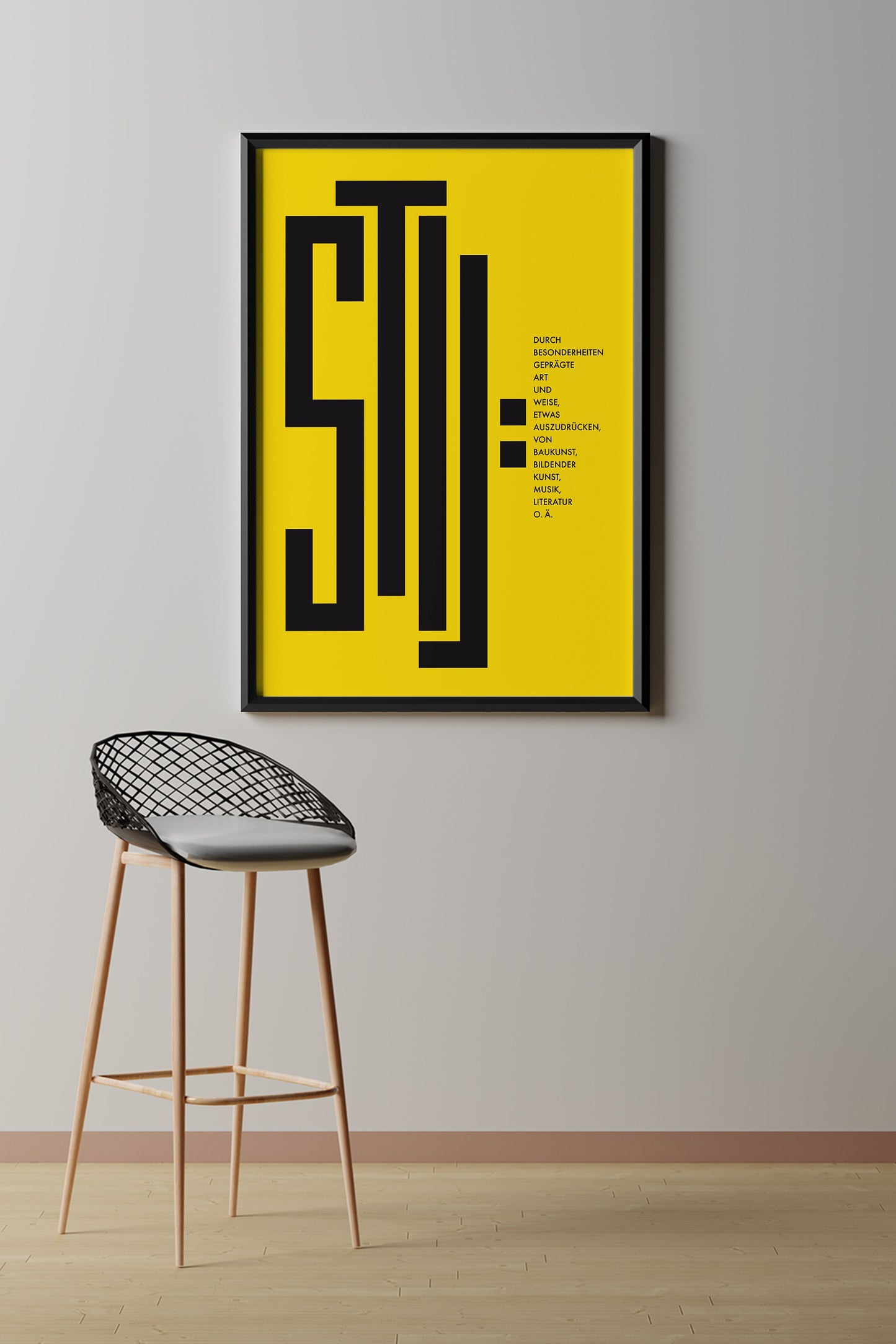 Stil: schwarz&gelb, Design, Poster, Kunst, Druck, Wanddekoration, minimalistisch, grafisch, Interior, Wandkunst, Kunstdruck, Büro, Zuhause, exklusiv, modern