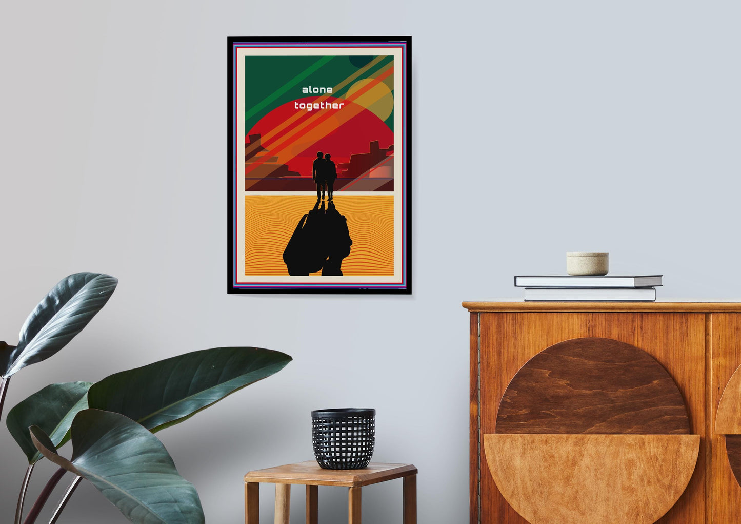 alone together, Wandkunst, exklusiver moderner Druck für Wohnkultur, ideales Geschenk für Paare, die Liebe und Zusammenhalt feiern