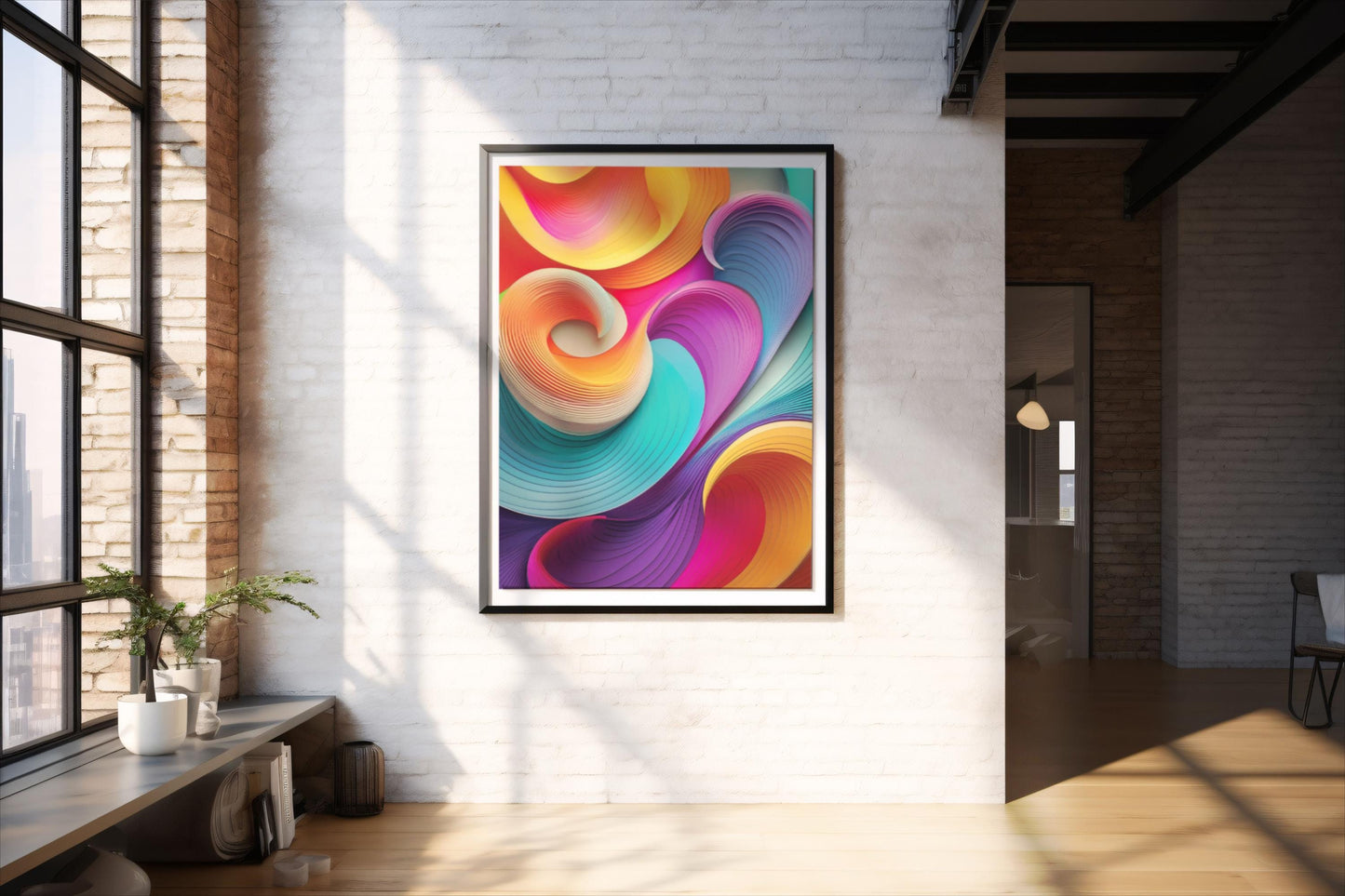Regenbogen-Wellen, Design, Poster, Kunst, Druck, Wand-Dekor, Illustration, Interior, Wandkunst, Kunstdruck, Büro, Zuhause, exklusiv, modern
