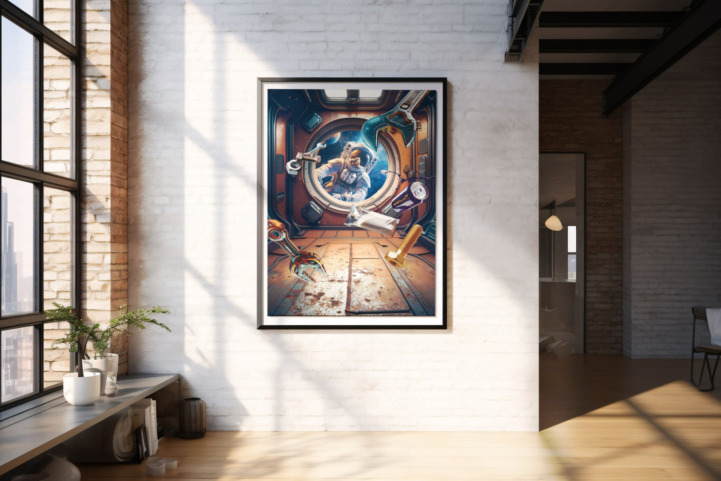 Astronaut, Design, Poster, Kunst, Druck, Wanddekor, minimalistisch, Grafik, Interior, Wandkunst, Kunstdruck, Büro, Zuhause, exklusiv, modern