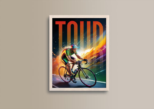 Tour, Fahrrad, Bicycle, Fahrrad, Design, Poster, Kunst, Druck, Wanddekor, Illustration, Interieur, Wandkunst, Kunstdruck, Büro, Zuhause, exklusiv, modern