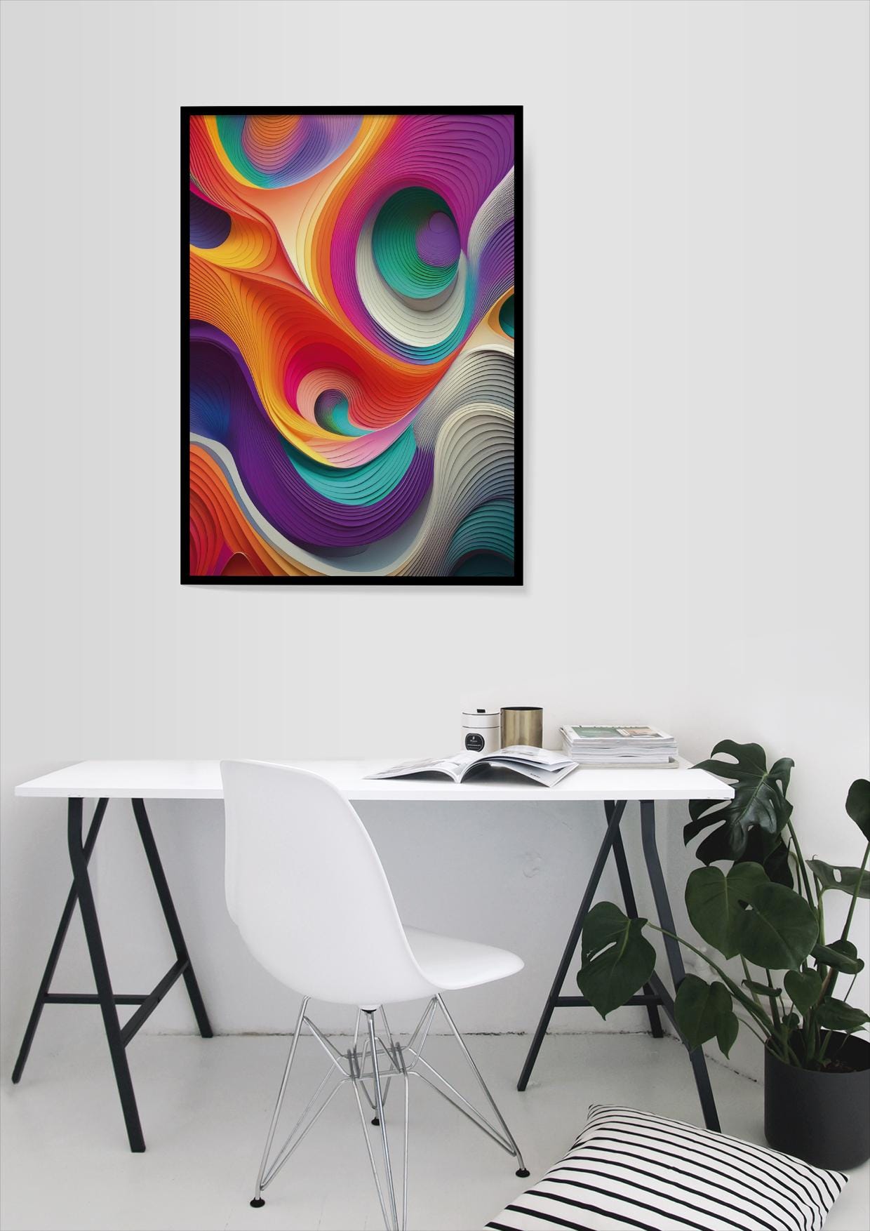 Regenbogen-Böen, Design, Poster, Kunst, Druck, Illustration, abstrakt, Wellen, bunt, Wandkunst, Kunstdruck, Büro, Zuhause, exklusiv, modern