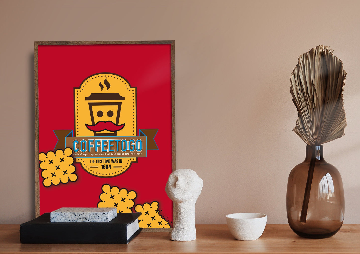 CoffeeToGo, Design, Poster, Kunst, Druck, Wanddekor, Kaffee, Grafik, Interior, Wandkunst, Kunstdruck, Büro, Zuhause, exklusiv, modern