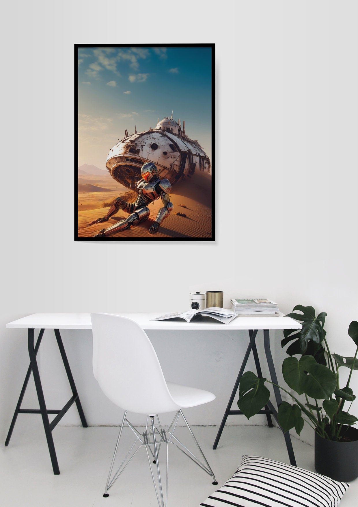 Gestrandet - Grafische Wandkunst, exklusiver minimalistischer Druck für die Inneneinrichtung, perfektes modernes Bürogeschenk für Kreative