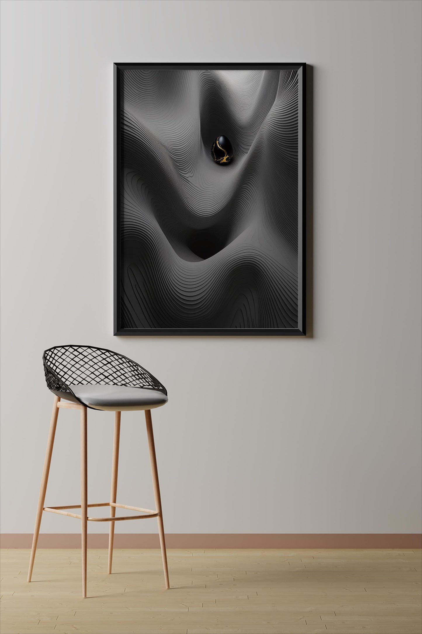 schwarzes Ei, Design, Poster, Kunst, Druck, Wanddekor, topographisch, Interior, Wandkunst, Kunstdruck, Büro, Zuhause, exklusiv, modern