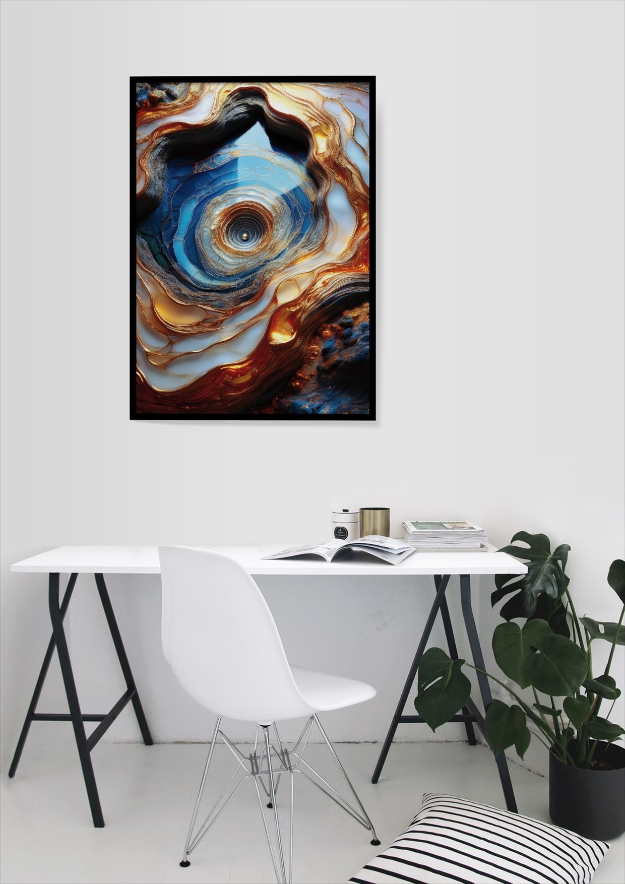 Golden Pearl Poster, einzigartige topografische Designwandkunst für zeitgenössische Innenräume, perfektes Geschenk für Wohnkulturbegeisterte