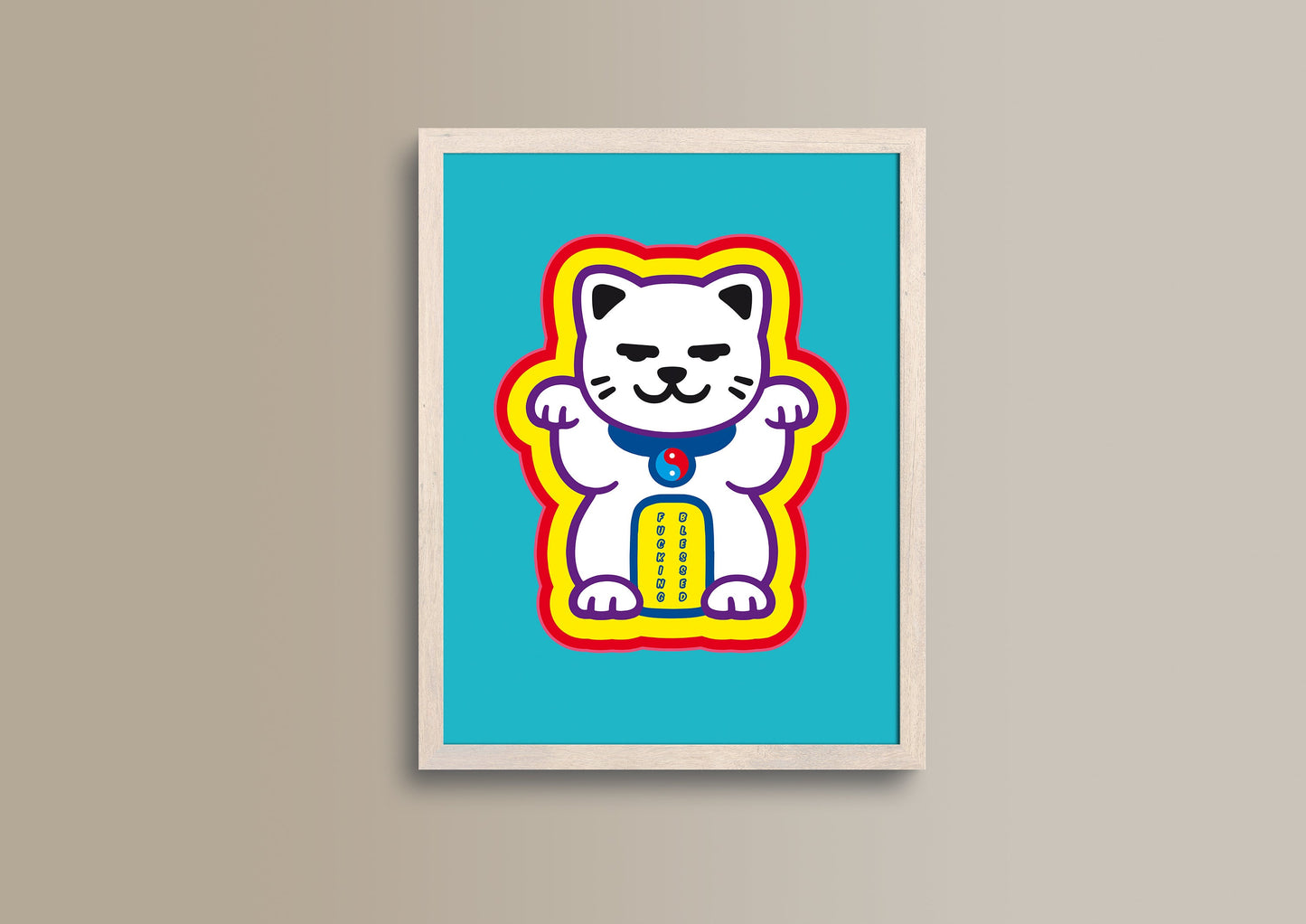 blessed times 2, Maneki-Neko, maneki neko, Poster, Kunst, Druck, Wanddekor, minimalistisch, Grafik, Interior, Wandkunst, Kunstdruck, Büro, Zuhause, exklusiv