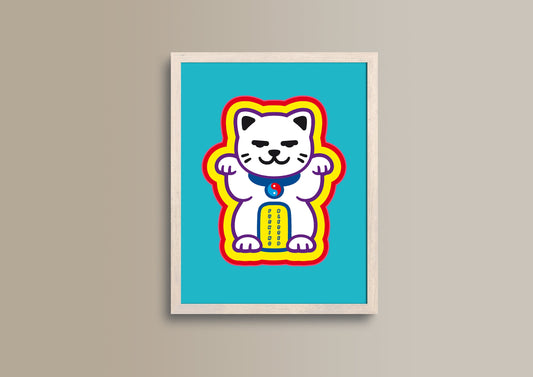 blessed times 2, Maneki-Neko, maneki neko, Poster, Kunst, Druck, Wanddekor, minimalistisch, Grafik, Interior, Wandkunst, Kunstdruck, Büro, Zuhause, exklusiv