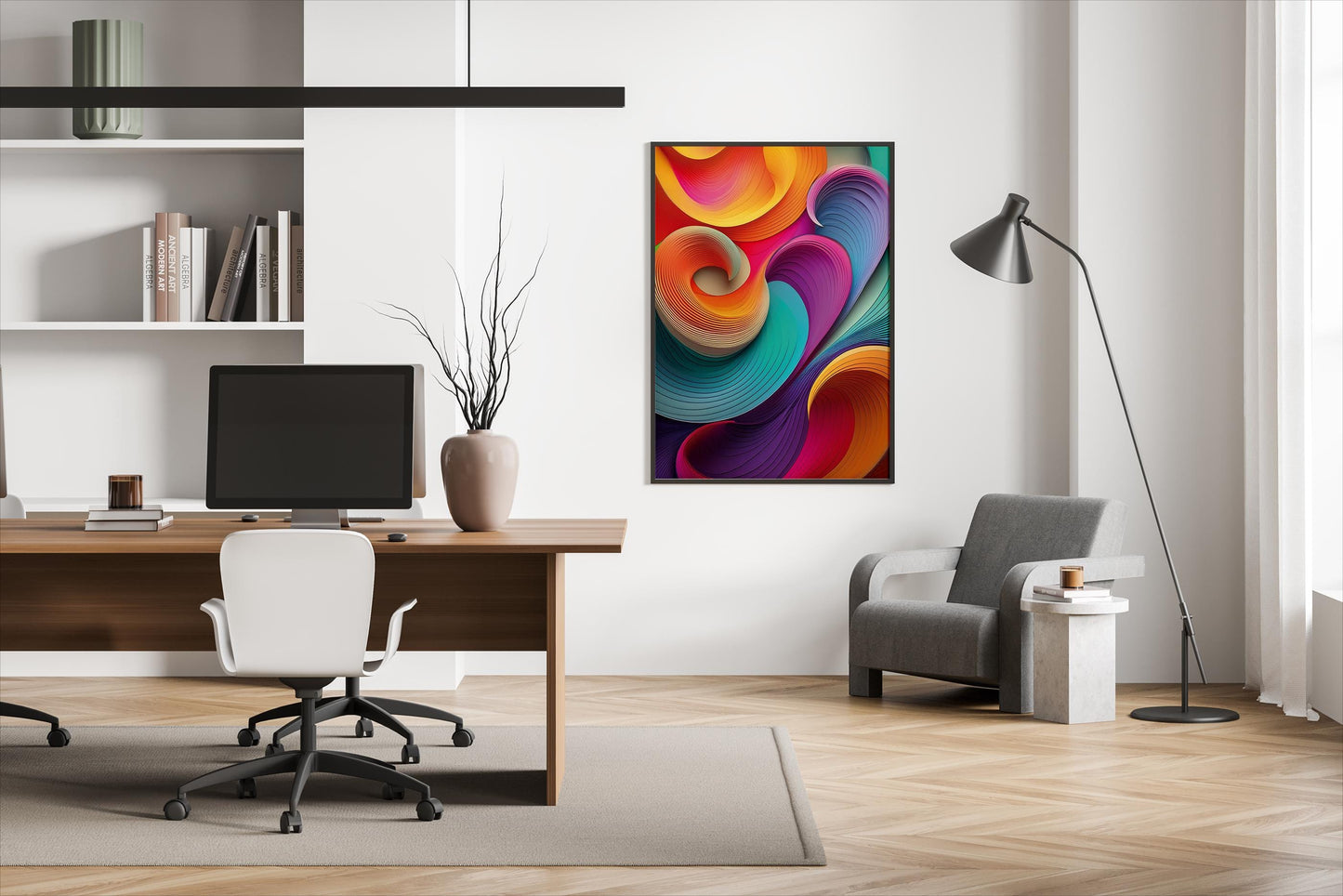 Regenbogen-Wellen, Design, Poster, Kunst, Druck, Wand-Dekor, Illustration, Interior, Wandkunst, Kunstdruck, Büro, Zuhause, exklusiv, modern