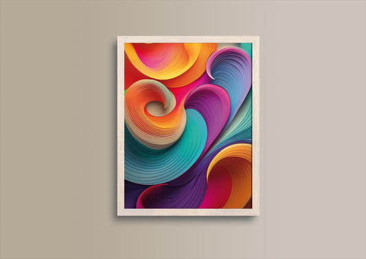 Regenbogen-Wellen, Design, Poster, Kunst, Druck, Wand-Dekor, Illustration, Interior, Wandkunst, Kunstdruck, Büro, Zuhause, exklusiv, modern