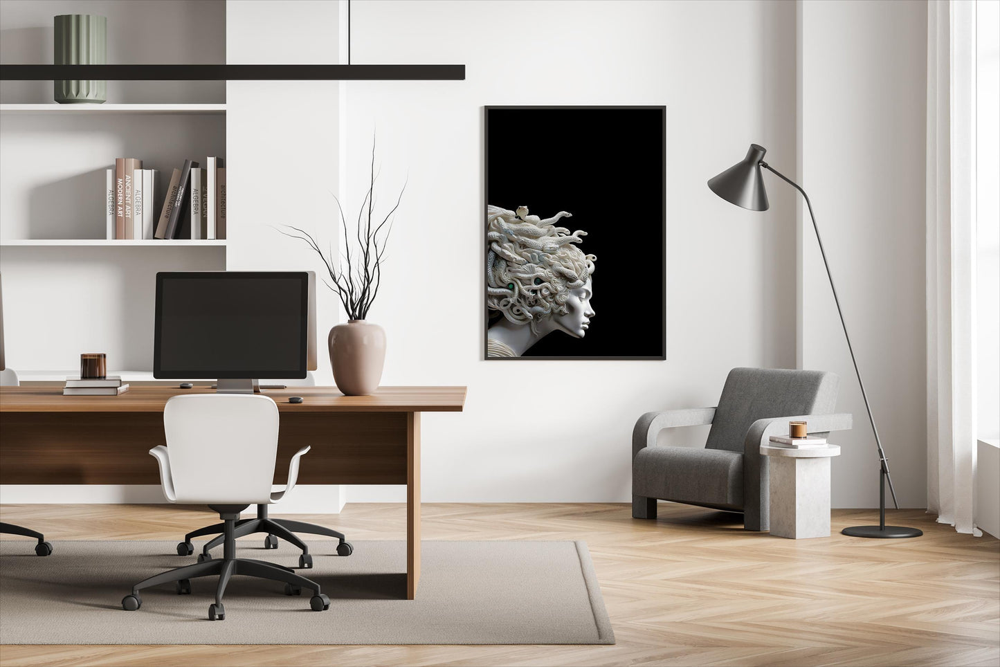 Medusa Kunstposter, moderne Mythologie Illustration für stilvolle Wohnkultur, perfektes Geschenk für Kunstbegeisterte