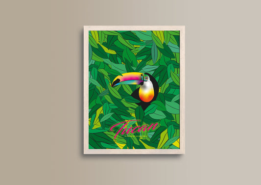 Tukan, Design, Poster, Kunst, Druck, Wanddekor, minimalistisch, Illustration, Dschungel, Wandkunst, Kunstdruck, Büro, Zuhause, exklusiv, modern