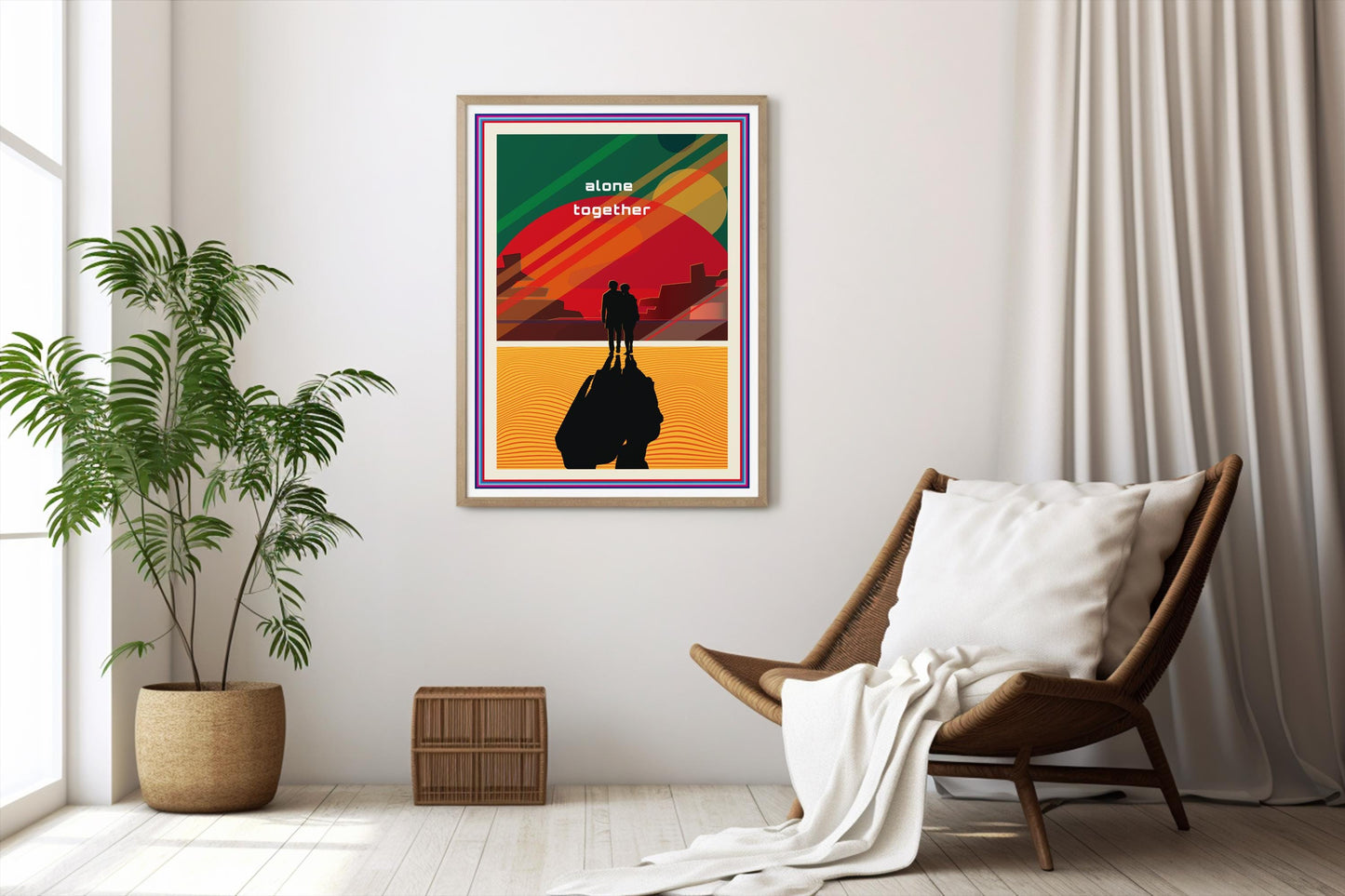 alone together, Wandkunst, exklusiver moderner Druck für Wohnkultur, ideales Geschenk für Paare, die Liebe und Zusammenhalt feiern