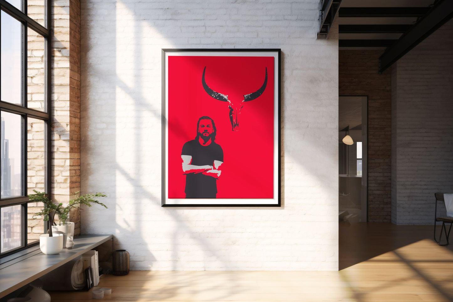 rotes Geweih, Bild, Poster, Kunst, Druck, Wanddekor, minimalistisch, Foto, Interior, Wandkunst, Kunstdruck, Büro, Zuhause, exklusiv, modern
