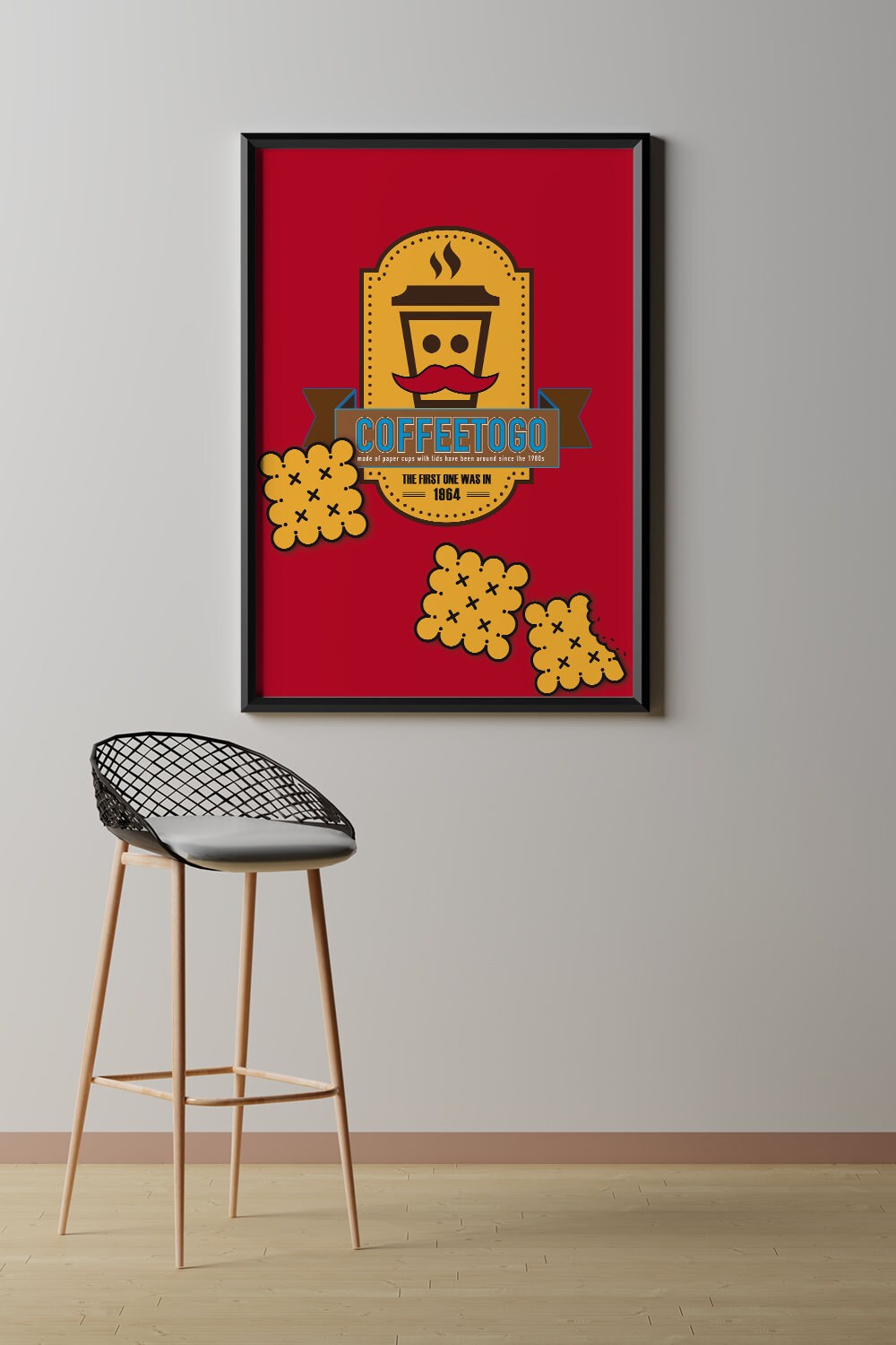 CoffeeToGo, Design, Poster, Kunst, Druck, Wanddekor, Kaffee, Grafik, Interior, Wandkunst, Kunstdruck, Büro, Zuhause, exklusiv, modern