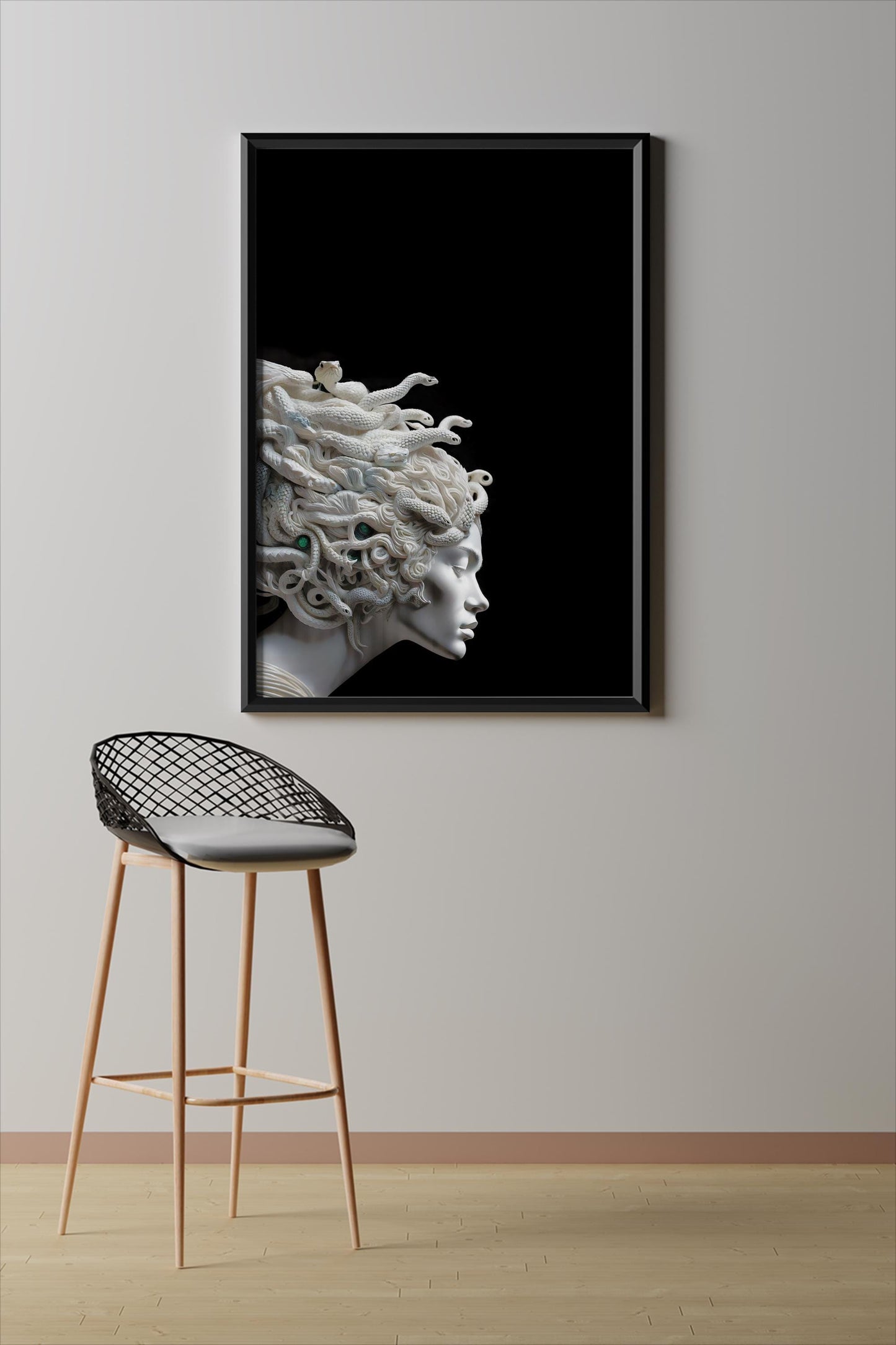 Medusa Kunstposter, moderne Mythologie Illustration für stilvolle Wohnkultur, perfektes Geschenk für Kunstbegeisterte