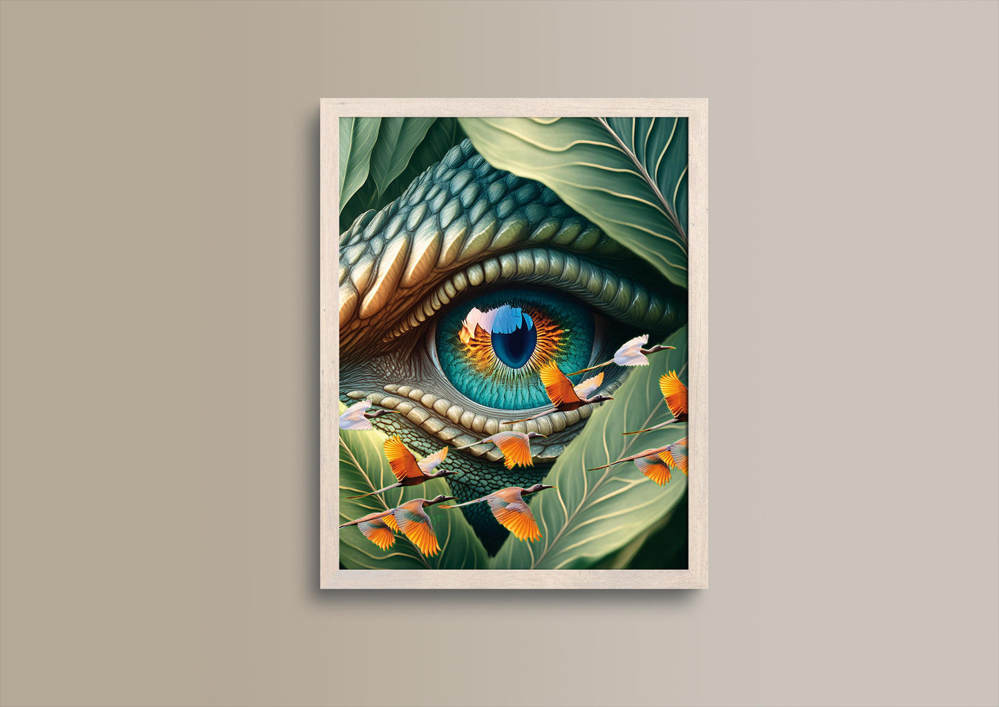 Paradiesvögel & Echse, Design, Poster, Kunst, Druck, Wanddekor, Illustration, Interior, Wandkunst, Kunstdruck, Büro, Zuhause, exklusiv, modern