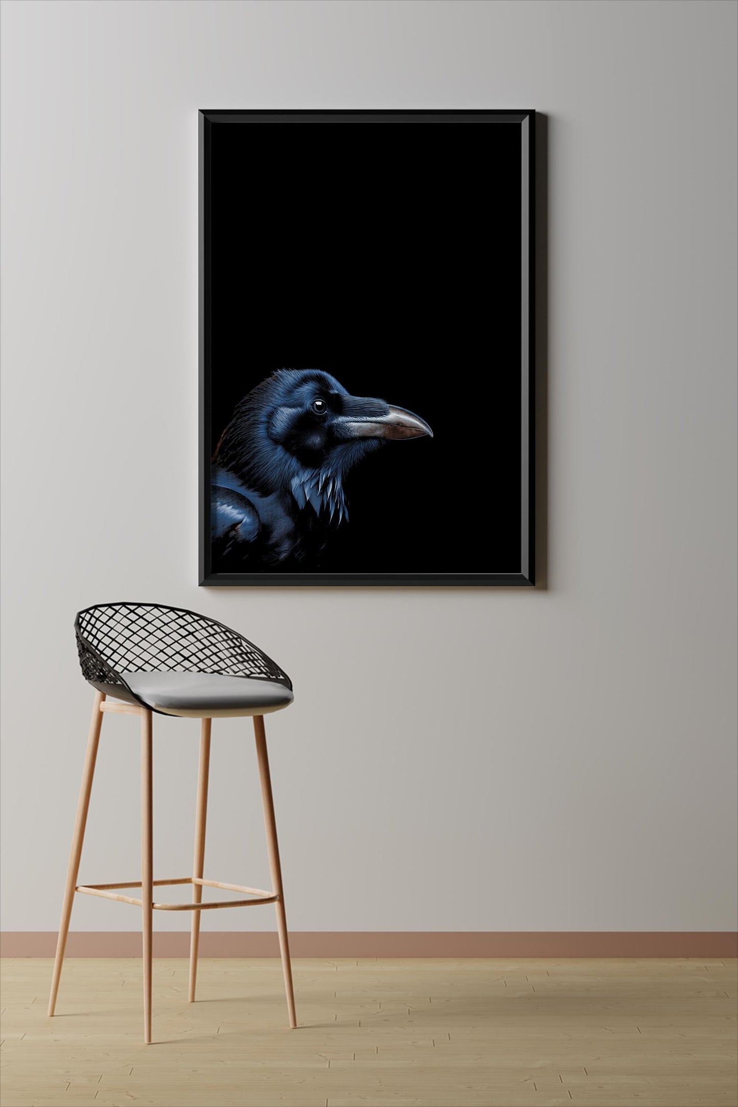 Der Rabe, Portrait, Poster, Kunst, Druck, Bild, Illustration, Interior, Wandkunst, Kunstdruck, Rabe, home, exclusive, black in black,