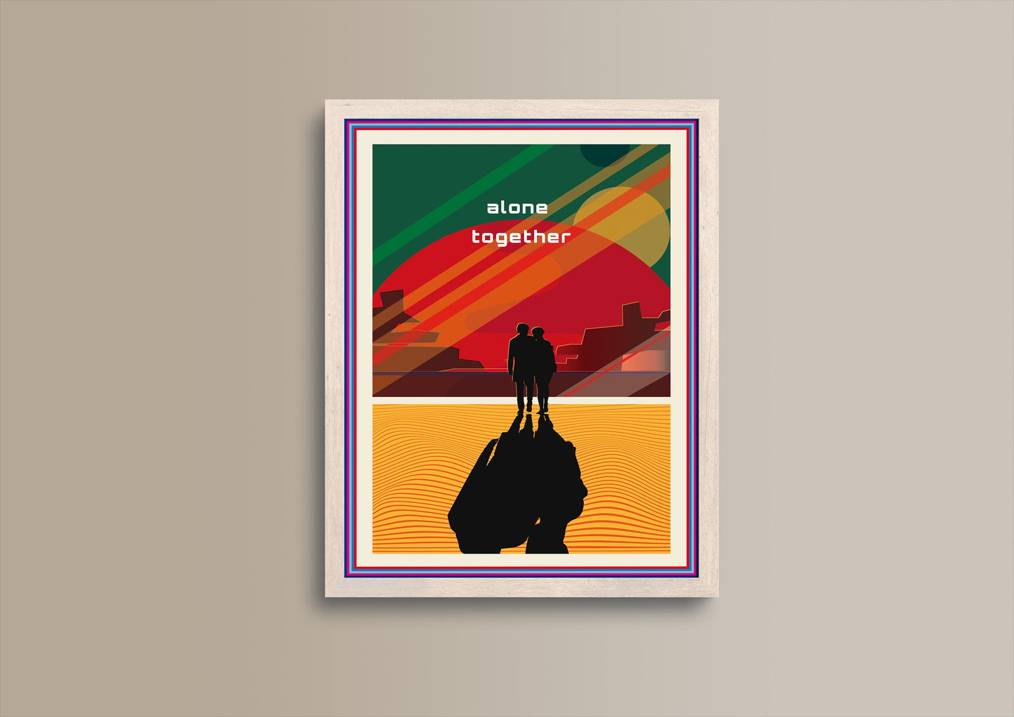 alone together, Wandkunst, exklusiver moderner Druck für Wohnkultur, ideales Geschenk für Paare, die Liebe und Zusammenhalt feiern