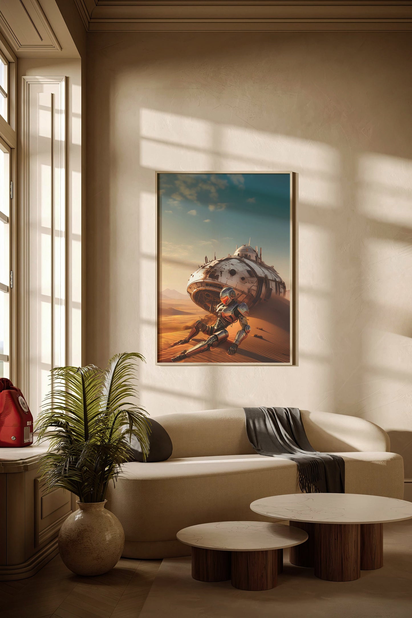 Gestrandet - Grafische Wandkunst, exklusiver minimalistischer Druck für die Inneneinrichtung, perfektes modernes Bürogeschenk für Kreative