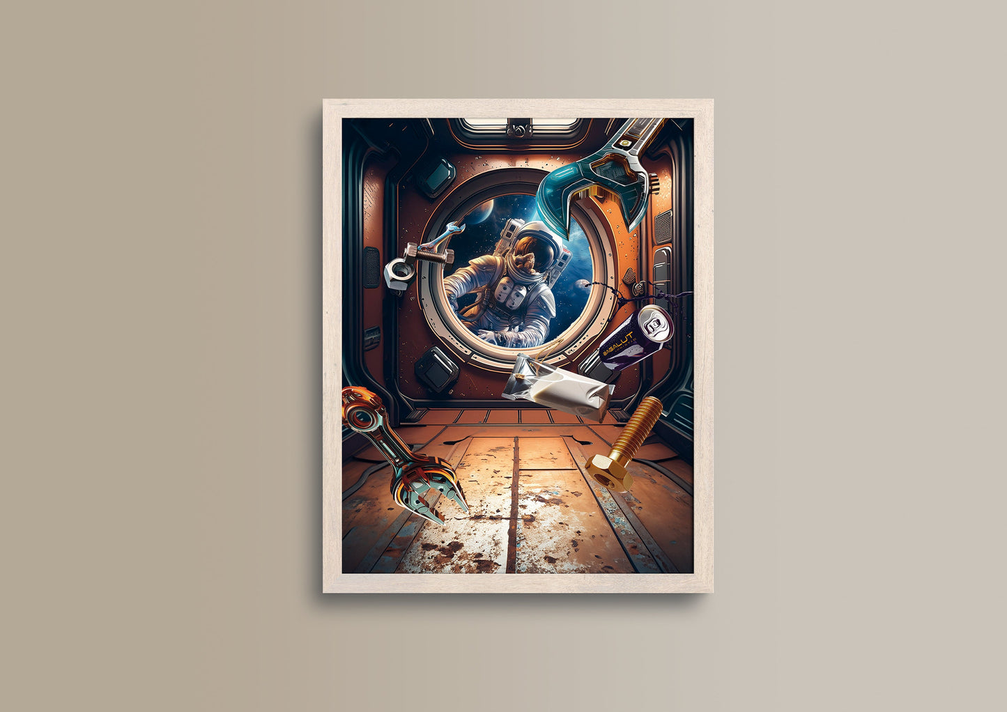 Astronaut, Design, Poster, Kunst, Druck, Wanddekor, minimalistisch, Grafik, Interior, Wandkunst, Kunstdruck, Büro, Zuhause, exklusiv, modern