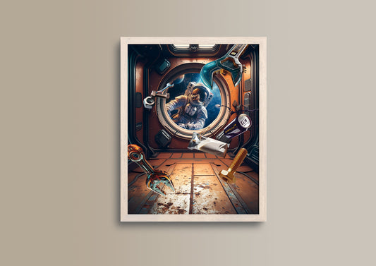 Astronaut, Design, Poster, Kunst, Druck, Wanddekor, minimalistisch, Grafik, Interior, Wandkunst, Kunstdruck, Büro, Zuhause, exklusiv, modern