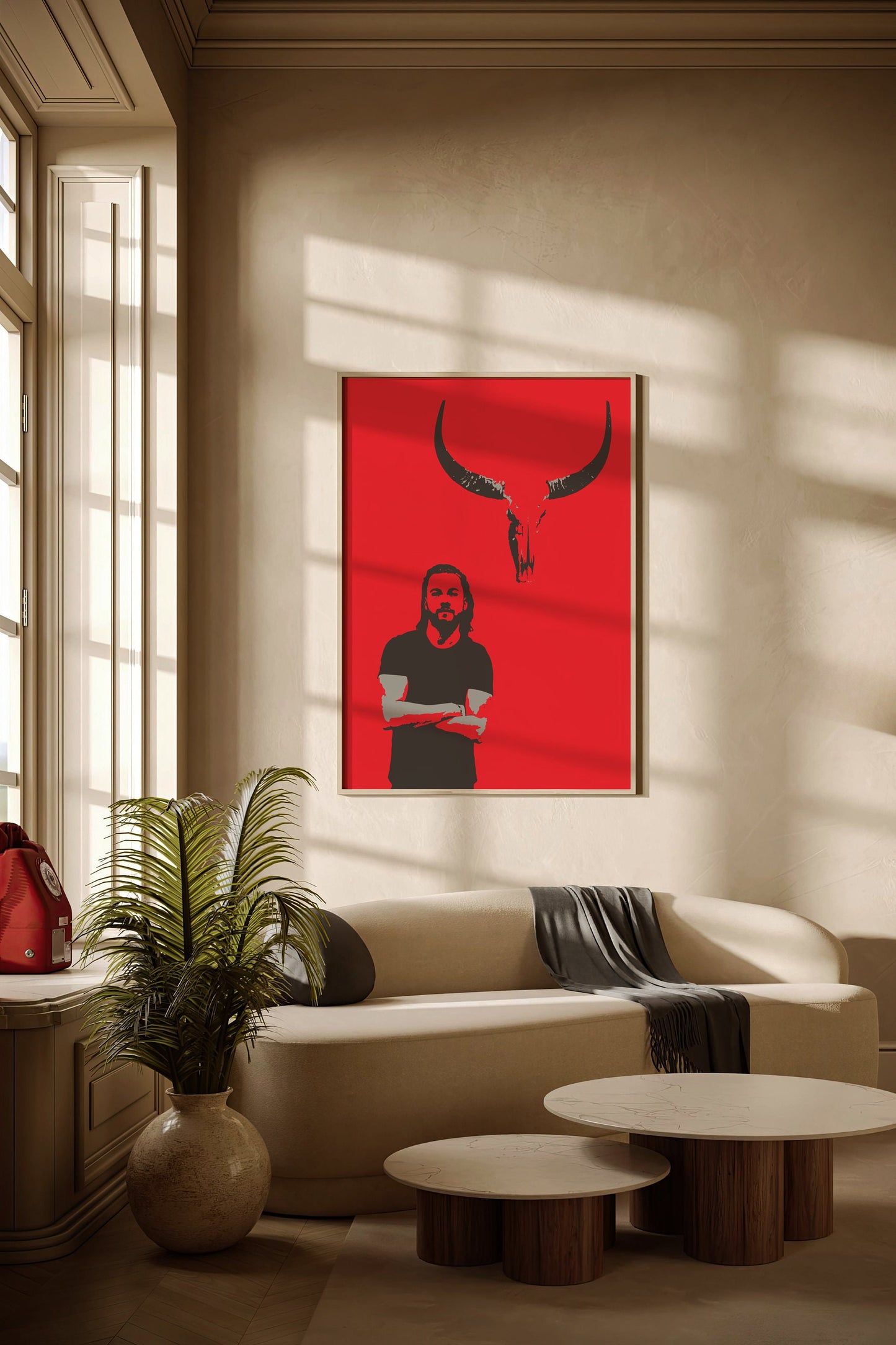 rotes Geweih, Bild, Poster, Kunst, Druck, Wanddekor, minimalistisch, Foto, Interior, Wandkunst, Kunstdruck, Büro, Zuhause, exklusiv, modern