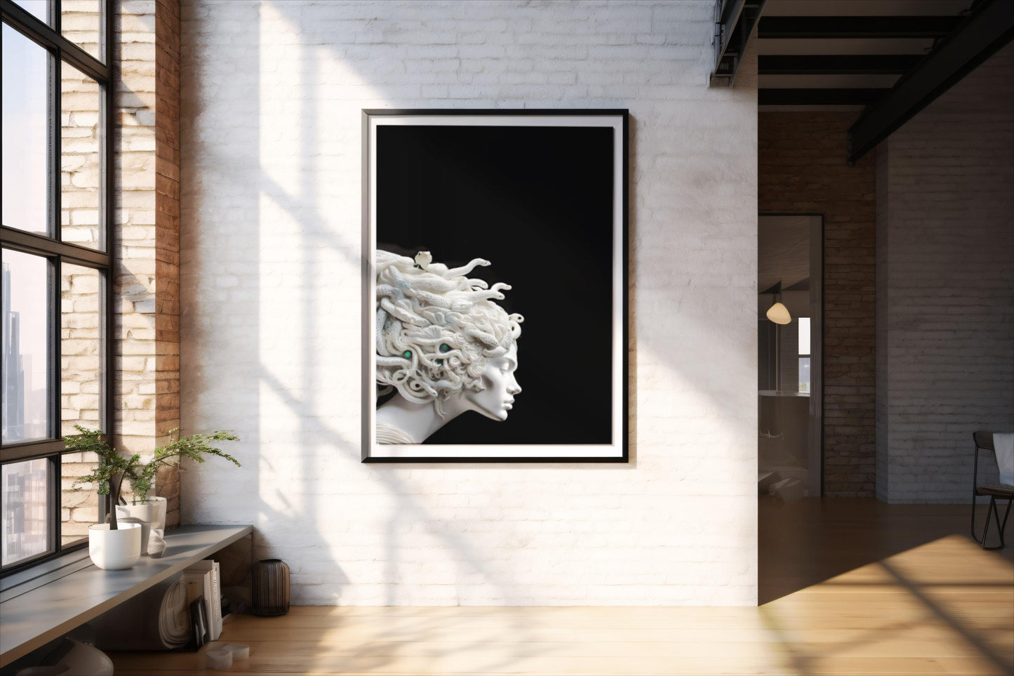 Medusa Kunstposter, moderne Mythologie Illustration für stilvolle Wohnkultur, perfektes Geschenk für Kunstbegeisterte
