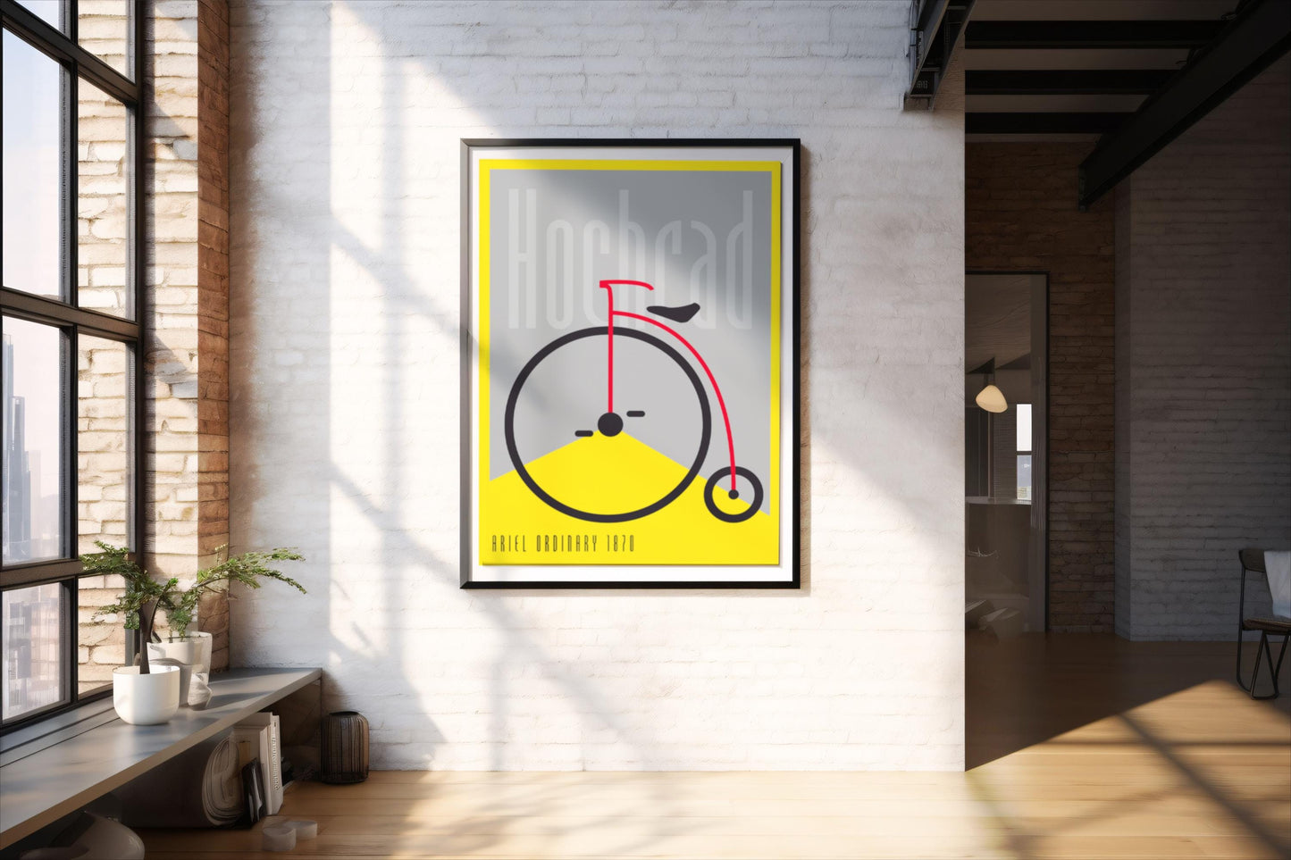 Hochrad Ariel, Design, Poster, Kunst, Druck, Wanddekor, minimalistisch, Grafik, Interior, Wandkunst, Kunstdruck, Büro, Zuhause, exklusiv, modern