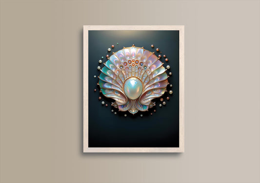 Perlmutt-Fächer, Design, Poster, Kunst, Druck, Wanddekor, minimalistisch, grafisch, Interior, Wandkunst, Kunstdruck, Büro, Zuhause, exklusiv, modern