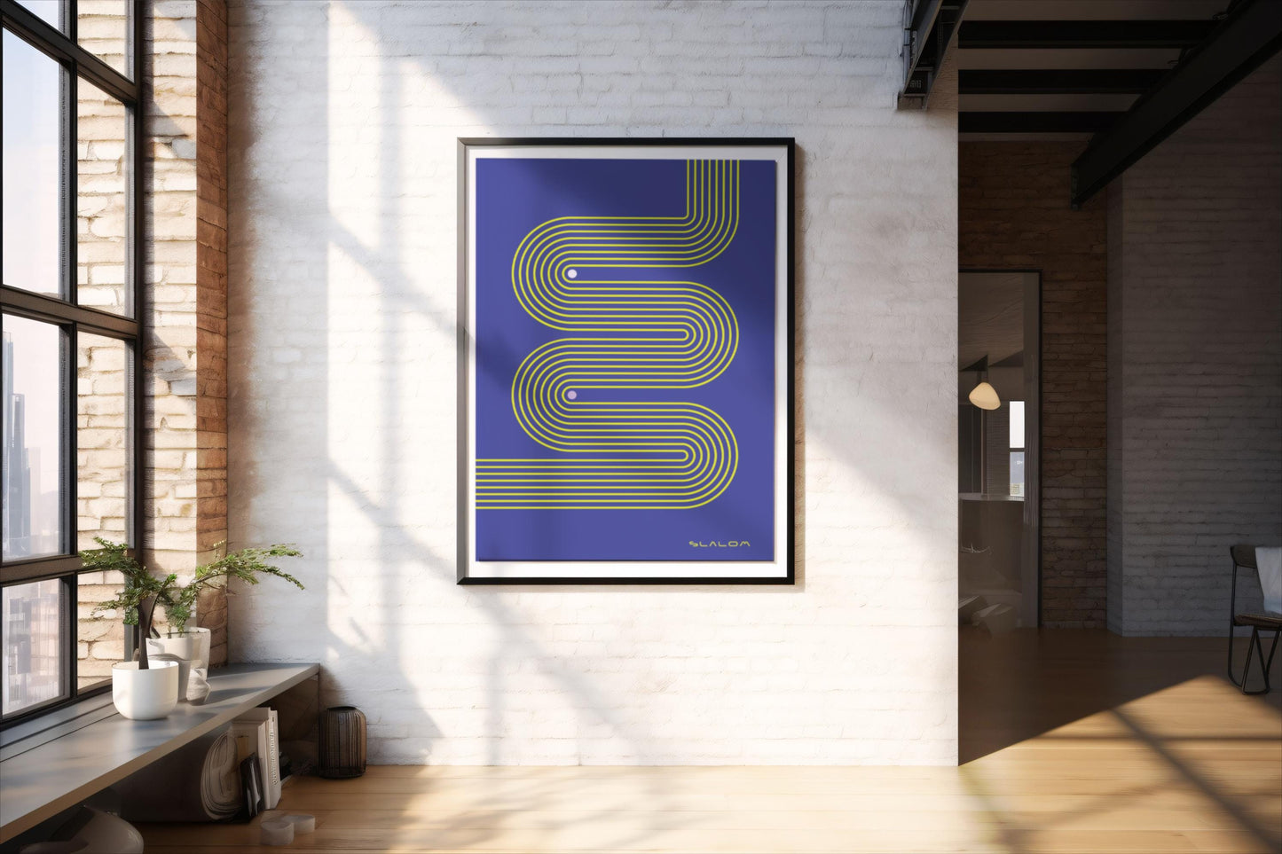 Slalom, Design, Poster, Kunst, Druck, Wanddekor, minimalistisch, Grafik, Interior, Wandkunst, Kunstdruck, Büro, Zuhause, exklusiv, modern