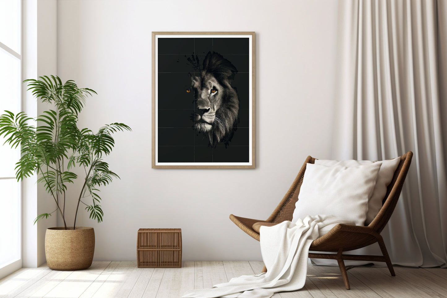 Löwe, Design, Poster, Kunst, Druck, Wanddekor, minimalistisch, Grafik, Interior, Wandkunst, Kunstdruck, Büro, Zuhause, exklusiv, modern