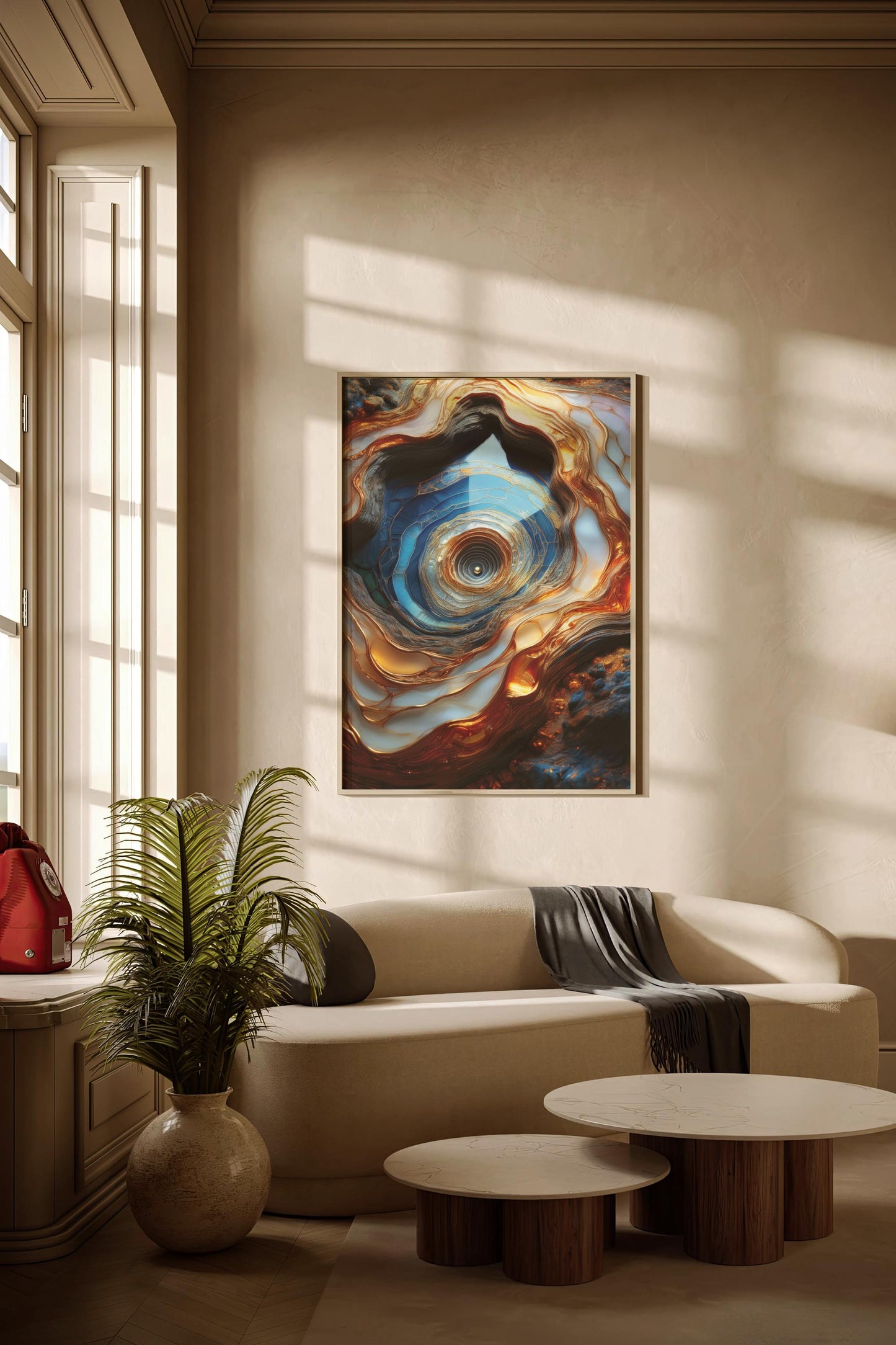 Golden Pearl Poster, einzigartige topografische Designwandkunst für zeitgenössische Innenräume, perfektes Geschenk für Wohnkulturbegeisterte