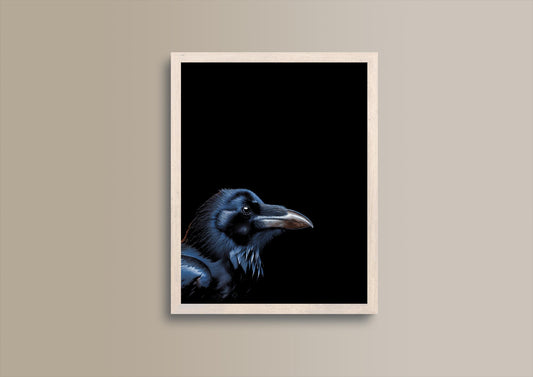 Der Rabe, Portrait, Poster, Kunst, Druck, Bild, Illustration, Interior, Wandkunst, Kunstdruck, Rabe, home, exclusive, black in black,