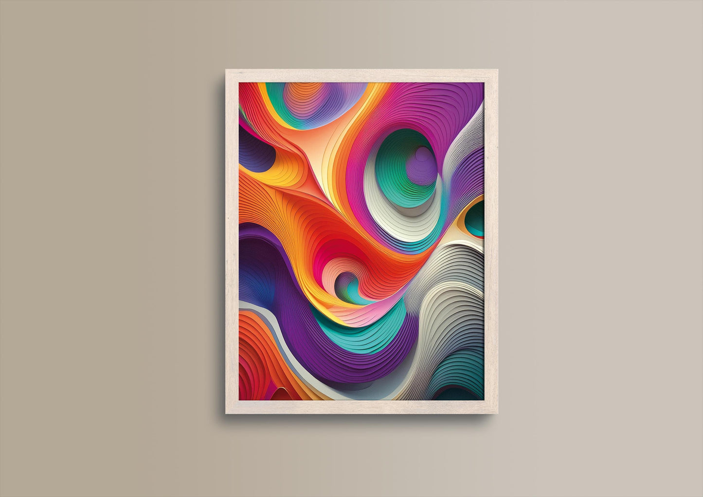 Regenbogen-Böen, Design, Poster, Kunst, Druck, Illustration, abstrakt, Wellen, bunt, Wandkunst, Kunstdruck, Büro, Zuhause, exklusiv, modern