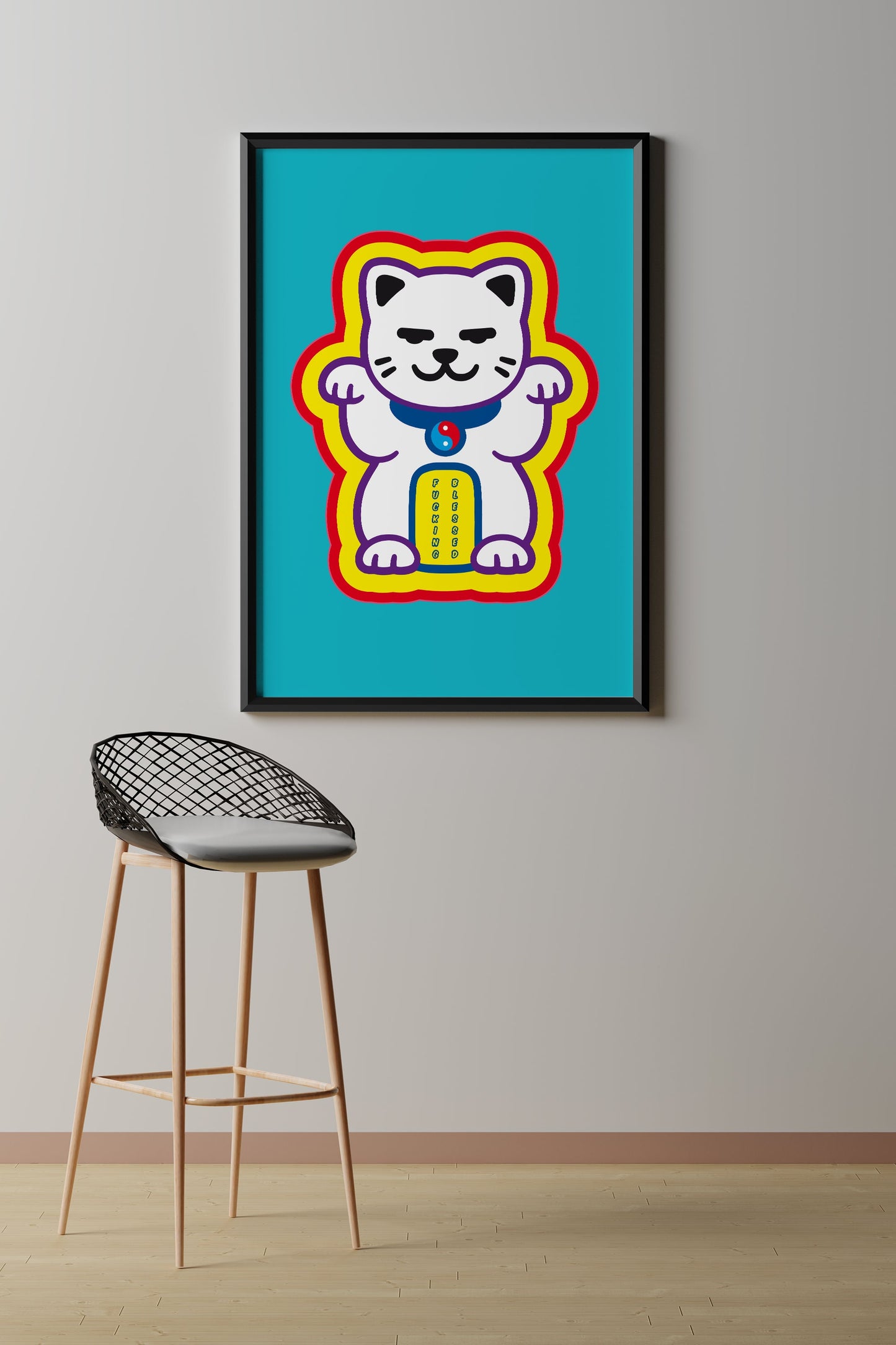 blessed times 2, Maneki-Neko, maneki neko, Poster, Kunst, Druck, Wanddekor, minimalistisch, Grafik, Interior, Wandkunst, Kunstdruck, Büro, Zuhause, exklusiv