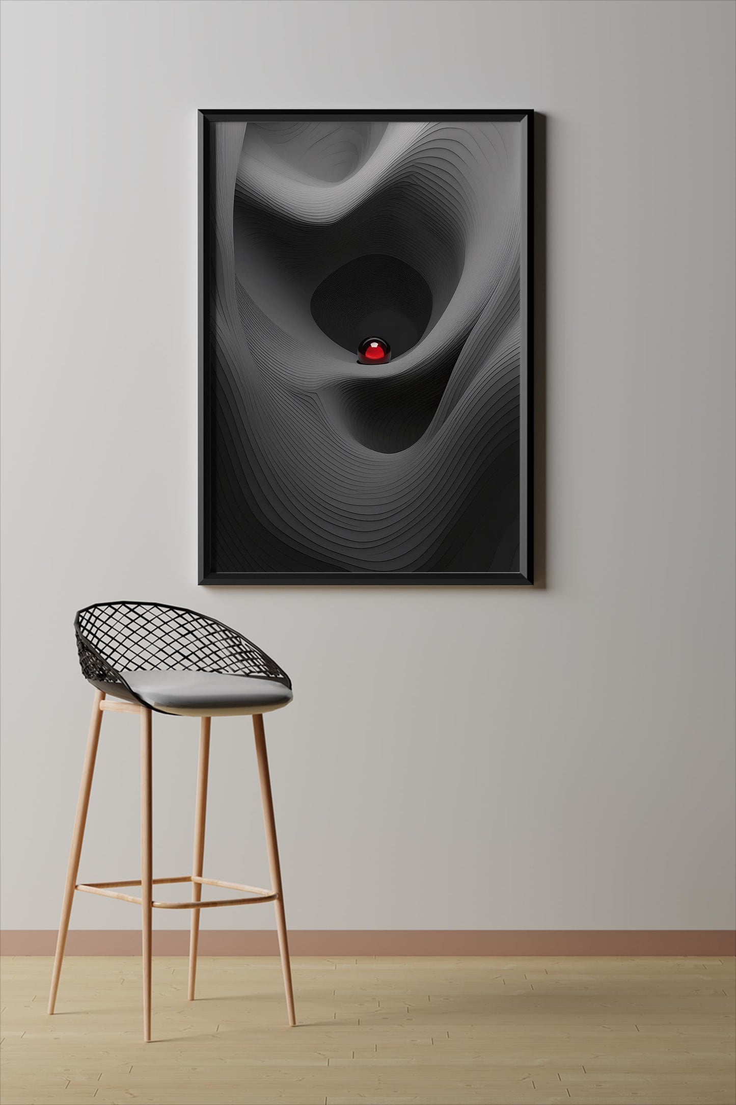 Rotes Refugium Kunstposter, Topografisches Design für Innenwanddekor, Ideales Geschenk für Kunstbegeisterte und Home Offices