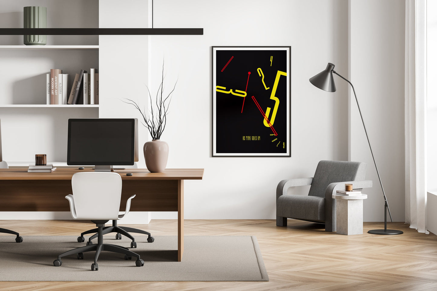 as time goes by, Design, Poster, Kunst, Druck, Wanddekor, minimalistisch, Grafik, Interior, Wandkunst, Kunstdruck, Büro, Zuhause, exklusiv