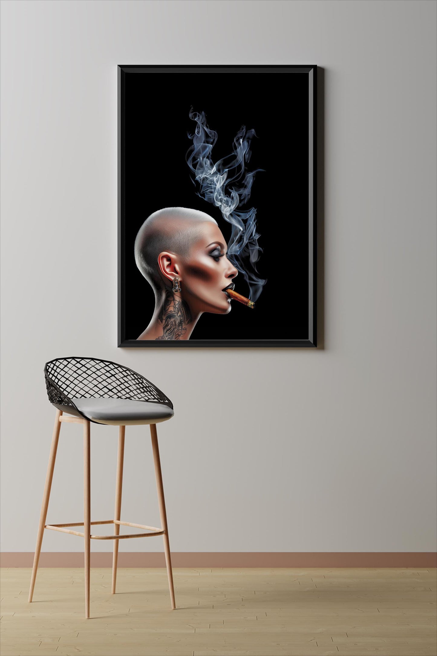 frau raucht Zigarre, Portrait, Poster, Kunst, Druck, Bild, Illustration, Interior, Wandkunst, Kunstdruck, Empowerment, Rauch, exklusiv, modern