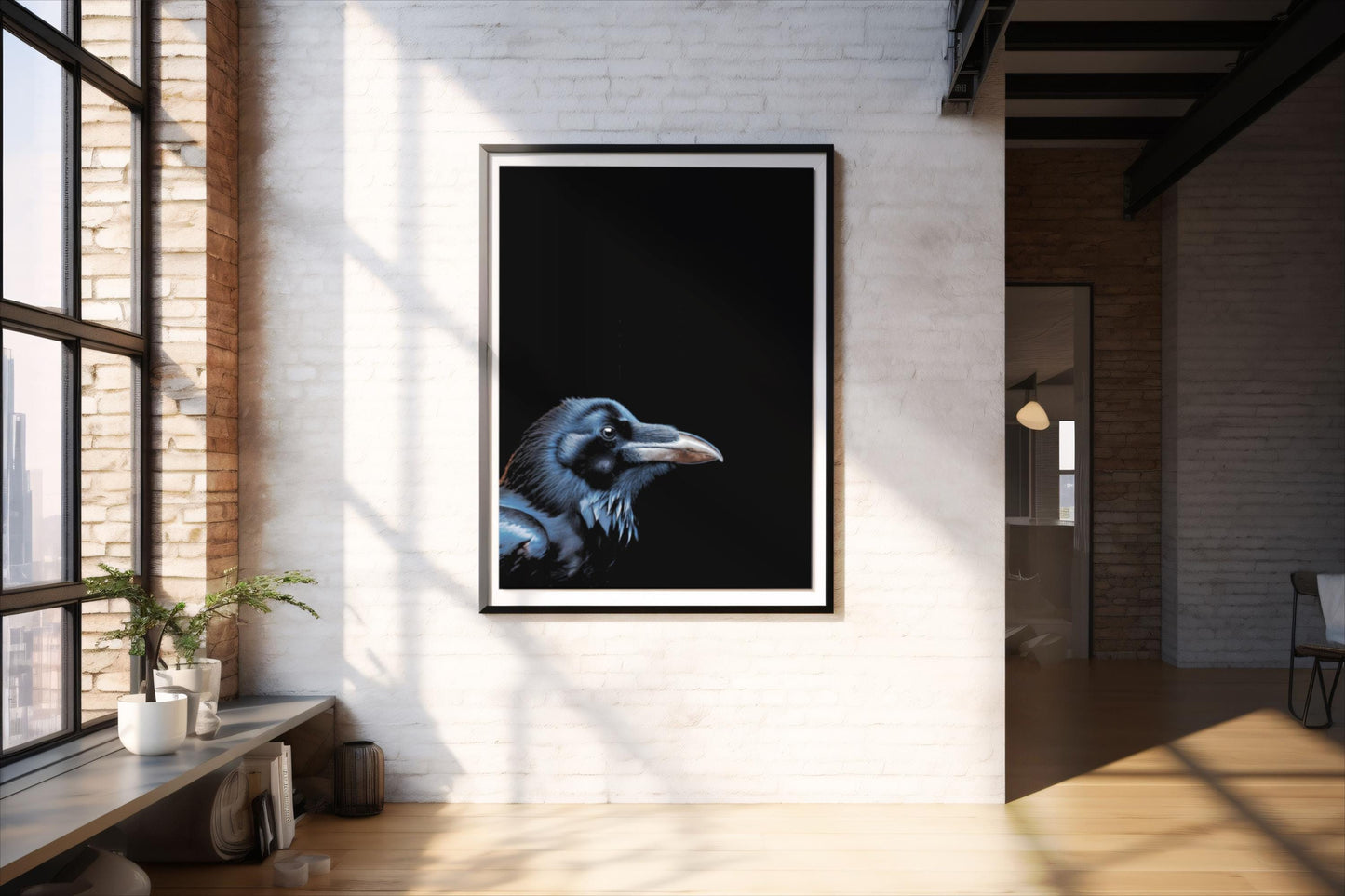 Der Rabe, Portrait, Poster, Kunst, Druck, Bild, Illustration, Interior, Wandkunst, Kunstdruck, Rabe, home, exclusive, black in black,