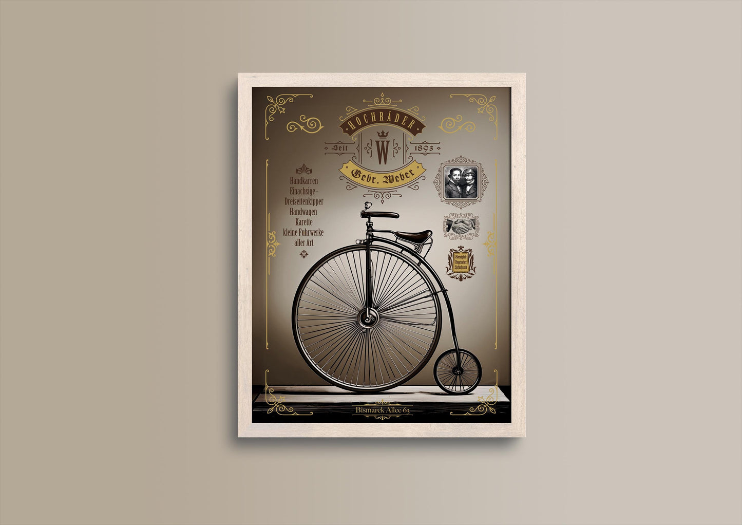 Hochrad, Poster, Kunst, Druck, Wanddekor, minimalistisch, Foto, Interior, Wandkunst, Kunstdruck, Büro, Zuhause, exklusiv, modern